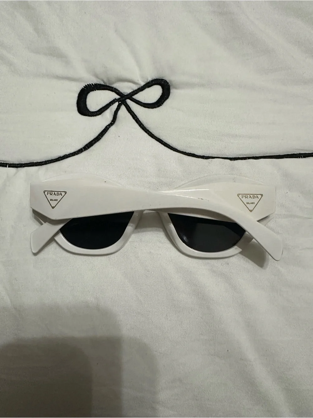 White Cat-Eye Sunglasses with Black Lenses